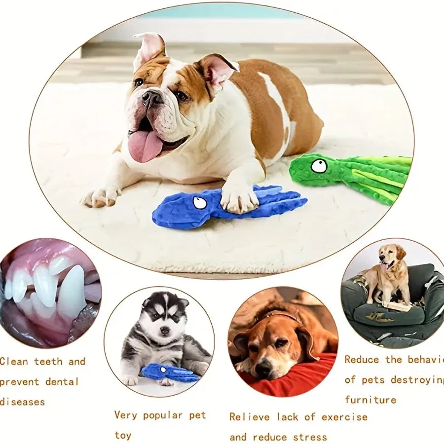 Cat Dog Voice Octopus Shell , Octopus Plush Dog Toys for Teeth Cleaning, Durable Interactive Dog Chew Toys for Small Medium Dogs