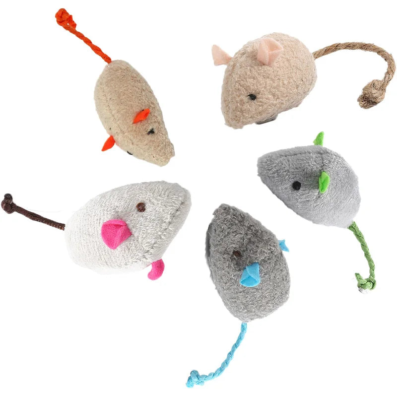5/10pcs Cat Toy Plush Simulation Mouse Toys For Cats Interactive Kitten Toy Bite Resistance Catnip Cat Playing Toys Pet Supplies
