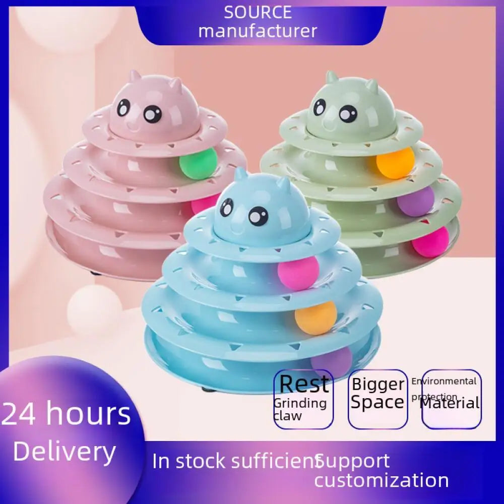 Feline Toy Multilayer Rotating Cat Supplies Wholesale Interactive Game Plate Amusing Cat Toys Pet Accessories Novelty Turntable
